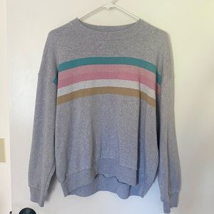 American Eagle Soft Fleece Oversized Rainbow Stripe Sweatshirt